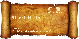 Sipeki Milla névjegykártya